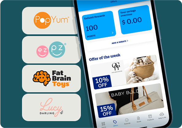 Phone screen displaying Enfamil Mobile App - Exclusive Enfamil App Offer
